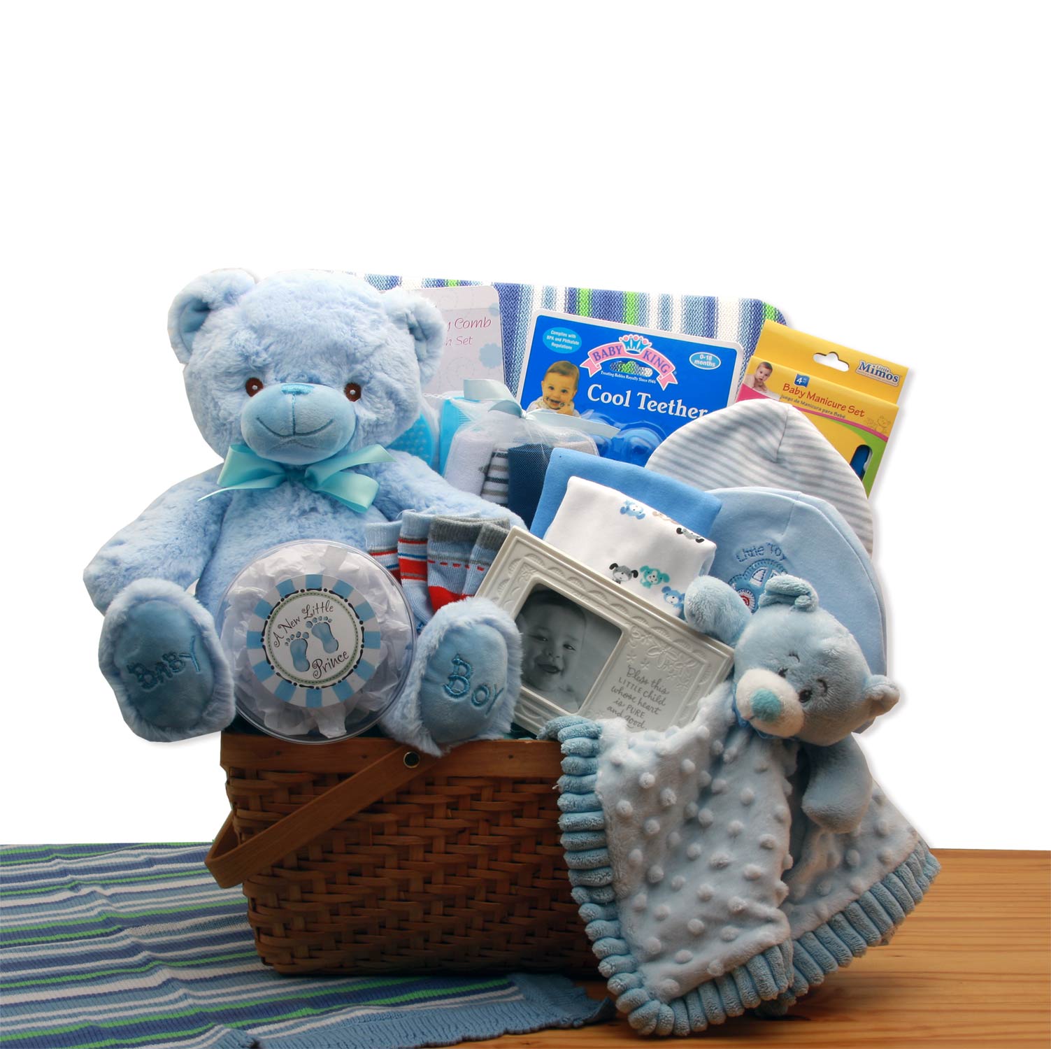 My-First-Teddy-Bear-New-Baby-Gift-Basket-'-Blue