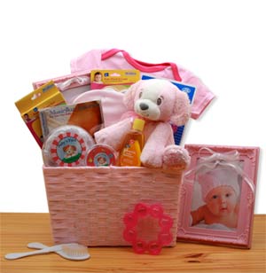 Puppy-Love-New-Baby-Gift-Basket-'-Pink